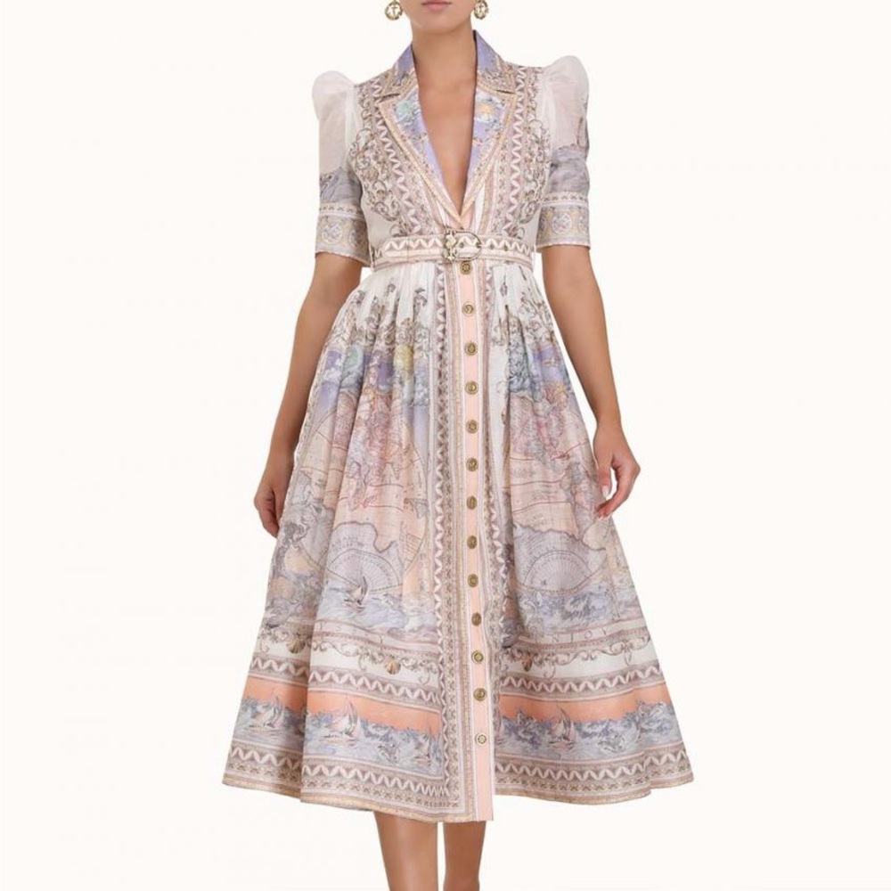 Zimmerman Odyssey Graphic Print Midi Dress- New with Tags